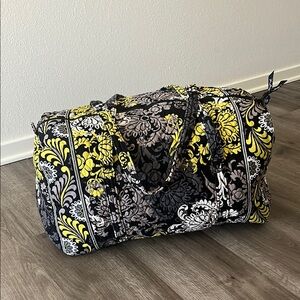 Floral Patterned Duffel Bag - Black, Yellow, Gray